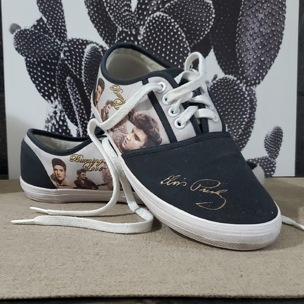 Elvis Presley Black and White Sneakers King Of Rock